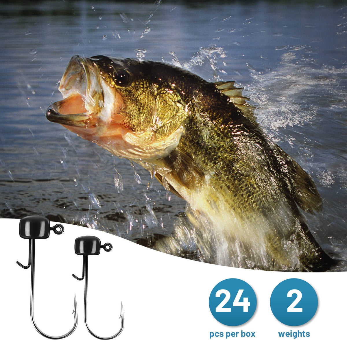 MadBite 24 Pcs Ned Rig Jig Hook Kits