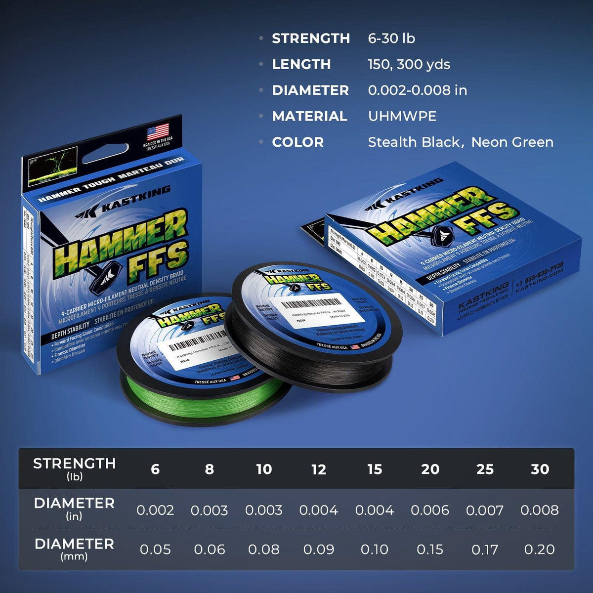 KastKing Hammer FFS Finesse Neutral Density Braided Fishing Line