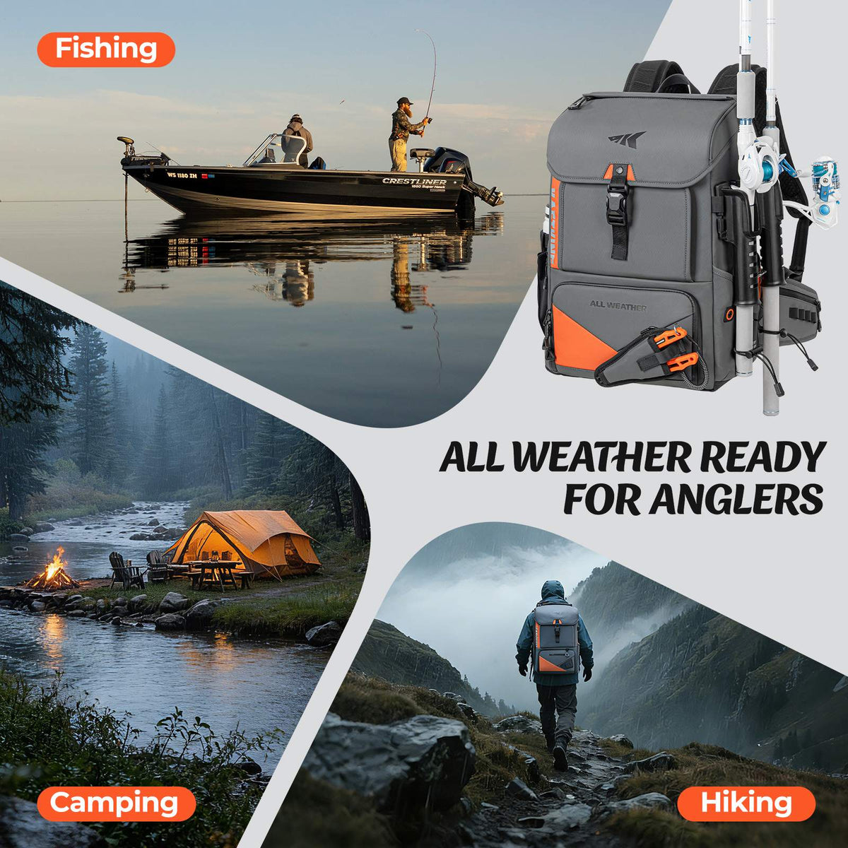 KastKing All Weather Fishing Tackle Backpack